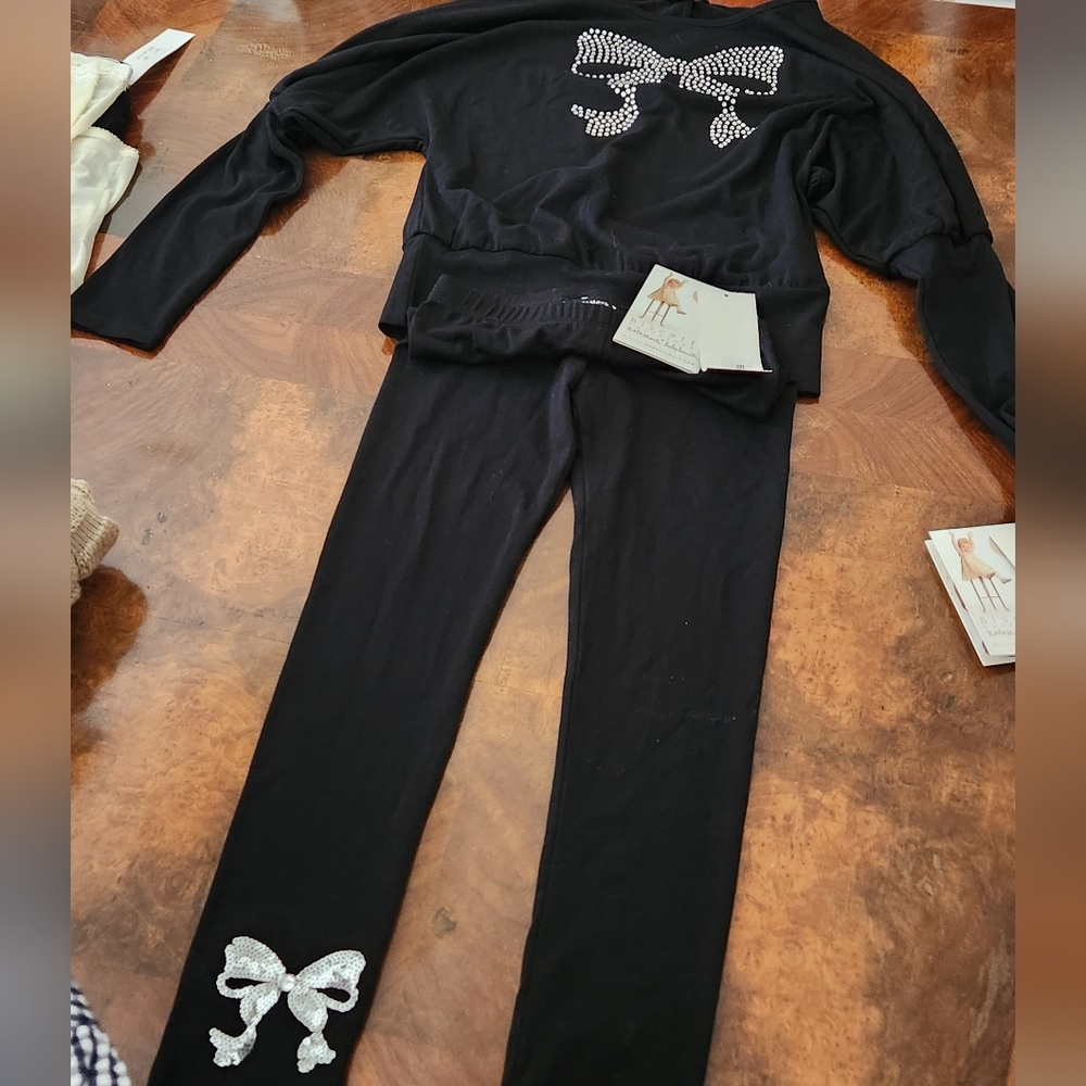 Girls Black Rhinestone Logo Set